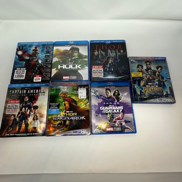 Marvel Studios Other - Marvel Studios MCU Blu-ray DVD Lot 7 Movies Iron Man Thor Black Panther Hulk